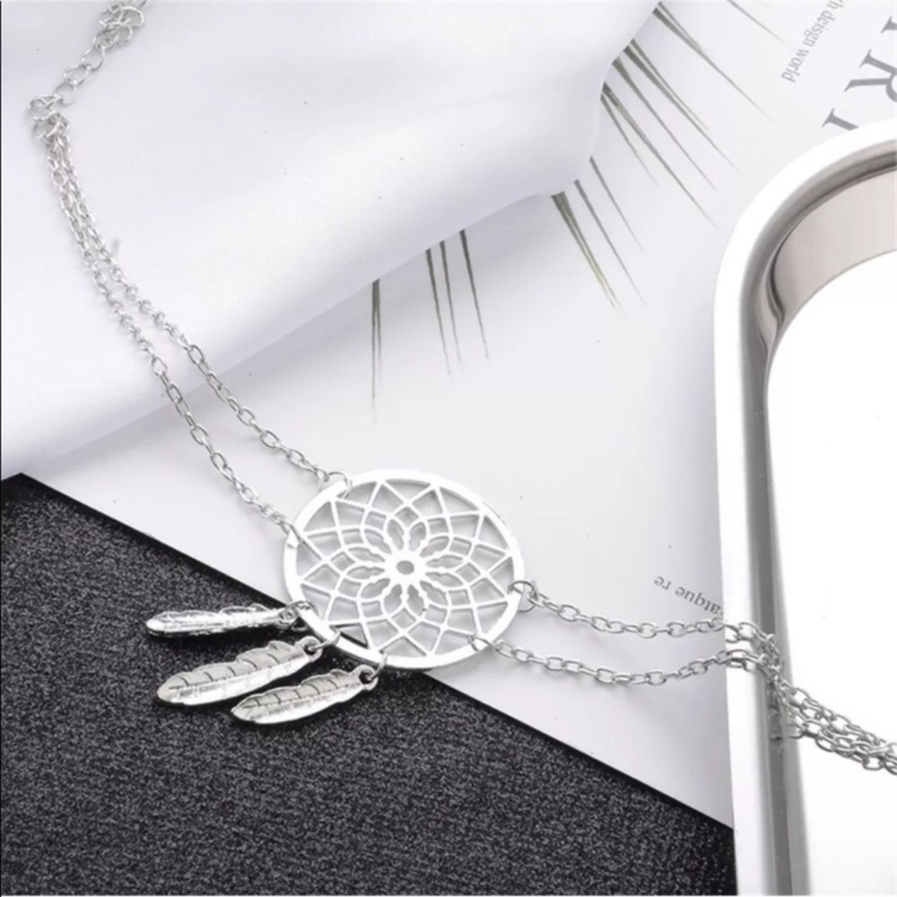 Silver tone Native American dream catcher bracelet
